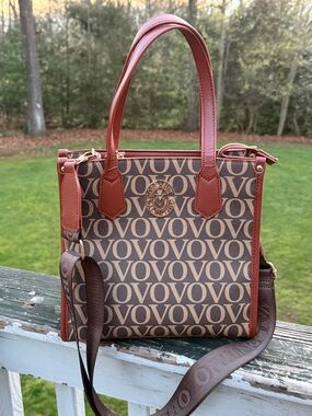 NWOT VALENTINO ORLANDI MONOGRAM BROWN TOTE/CROSSBODY BAG